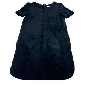 Velvet by Graham Spencer Dress XS Black Faux Suede Rounded Hem Sheath Lagenlook